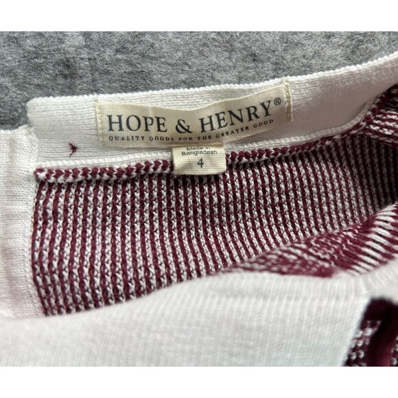 Hope & Henry Girls Organic Cotton French Blocked Sweater Dress Sz 4 Navy & Berry - Picture 7 of 7